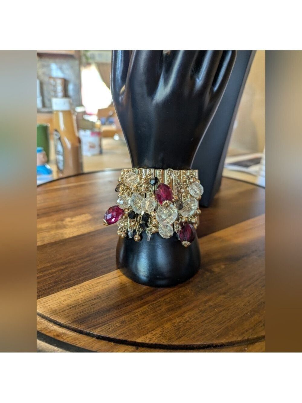 Statement Gold Yone Charms Beaded Bracelet, Stretch - Picture 6 of 8